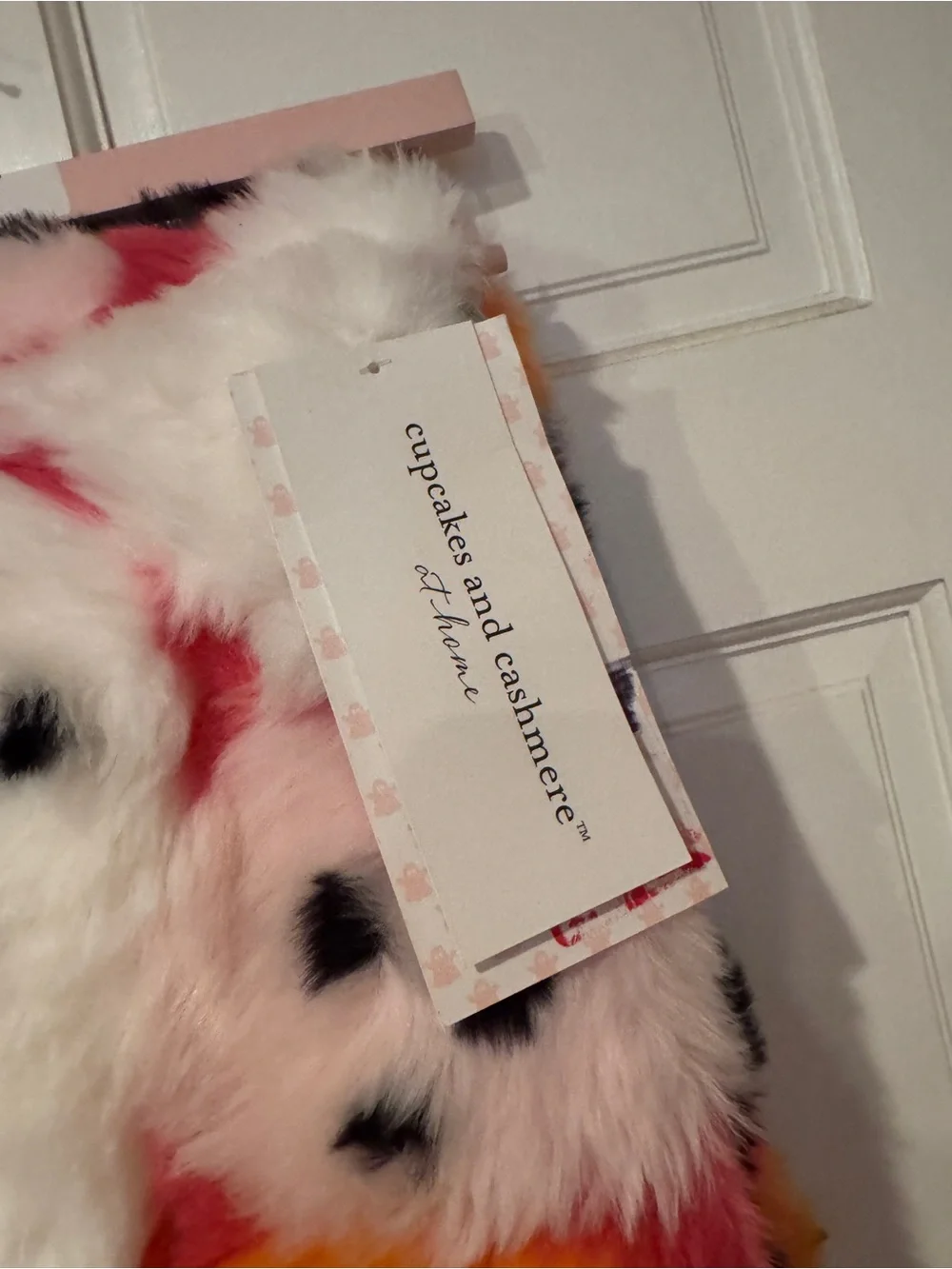 cupcakes & cashmere Pink, Orange, White & Black Faux Fur Throw